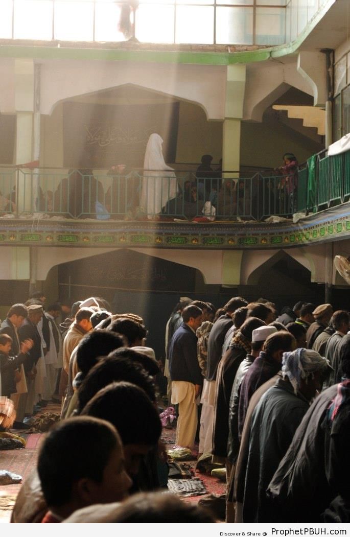Afghan Men and Women Praying at Mosque - Afghanistan Islamic Architecture -Picture