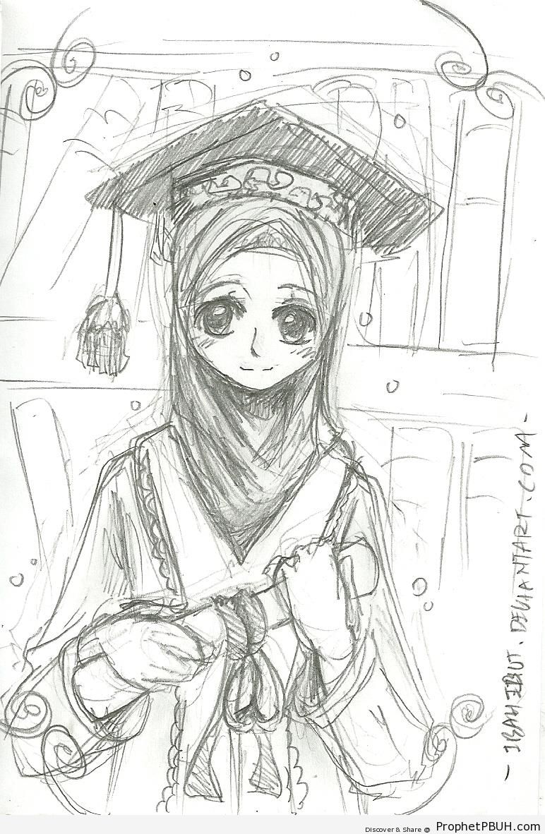 Anime Graduate Girl Drawing - Drawings 