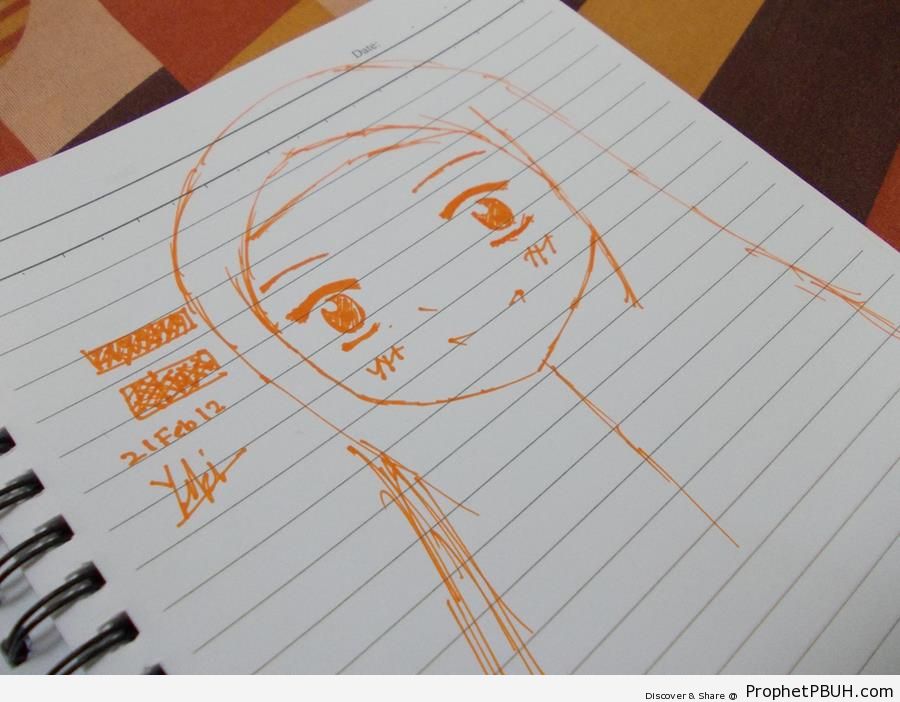 Anime Muslimah Drawing on Paper - Drawings 