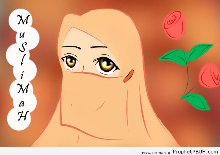 Anime Woman Wearing Face Veil - Drawings 