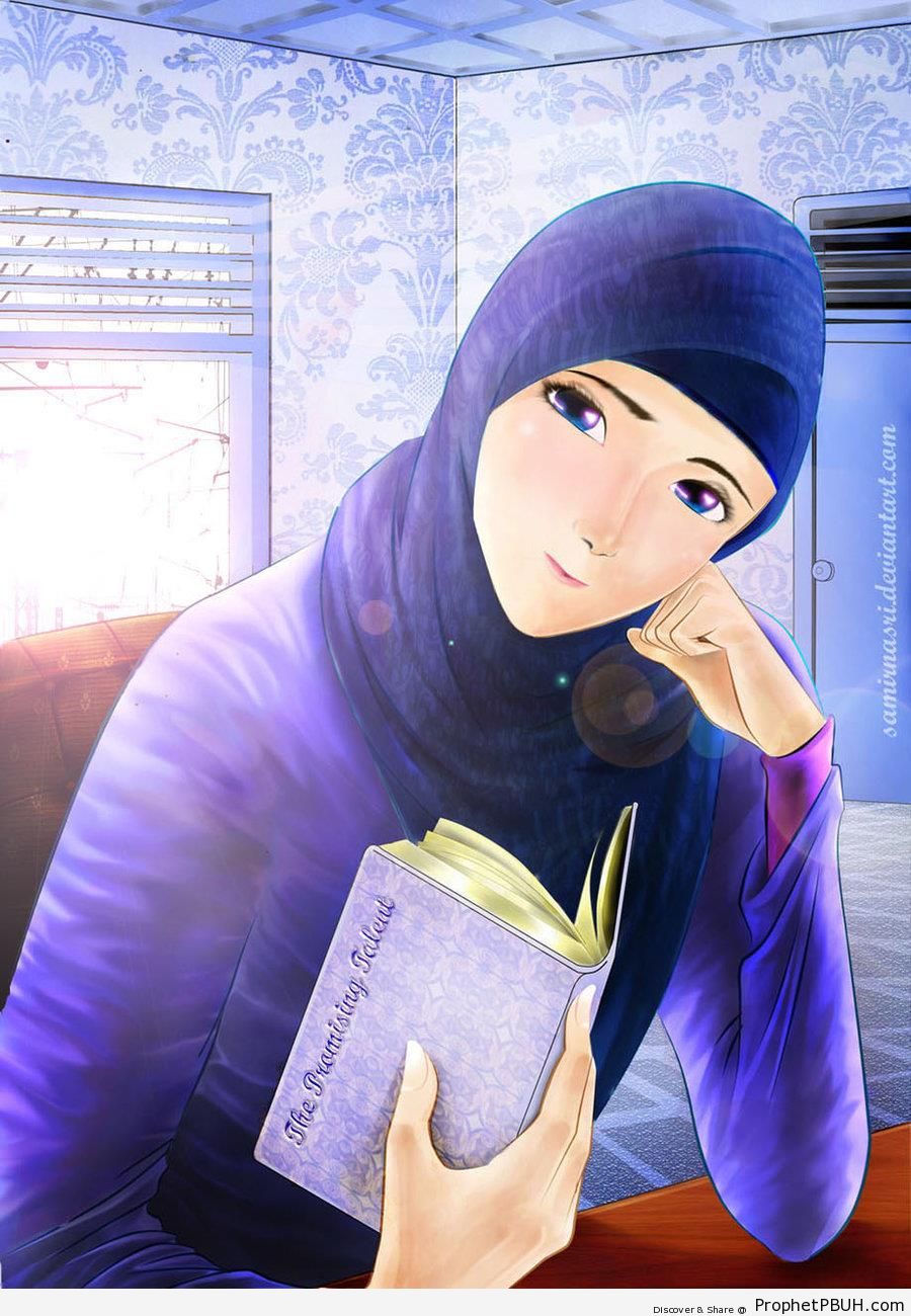 Blue Eyes in Blue Hijab - Drawings 