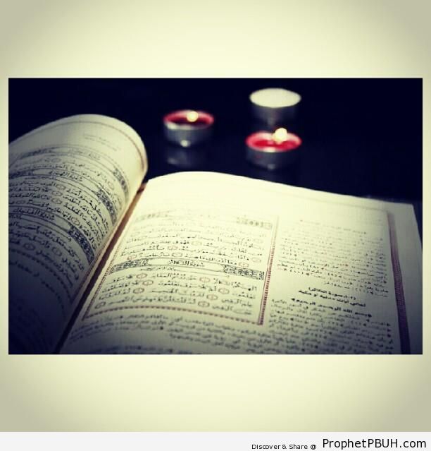 Book of Quran and Candles - Mushaf Photos (Books of Quran)