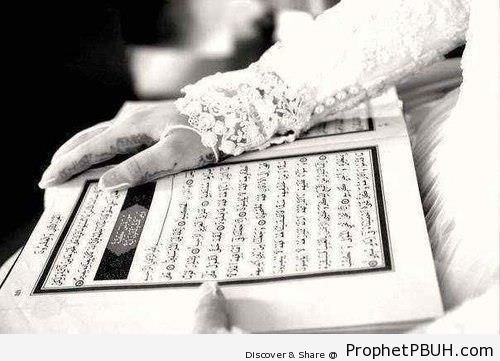 Bride With Book of Quran - Islamic Black and White Photos