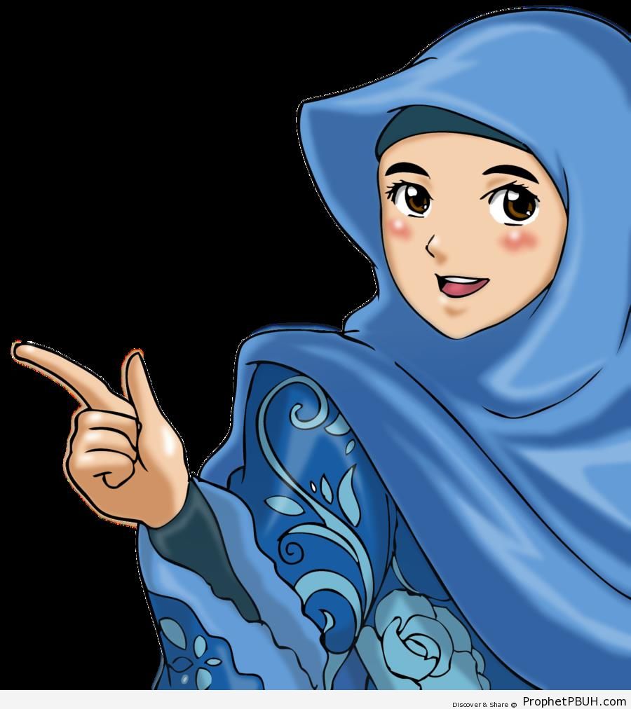 Brown Eyes in Blue Hijab - Drawings 
