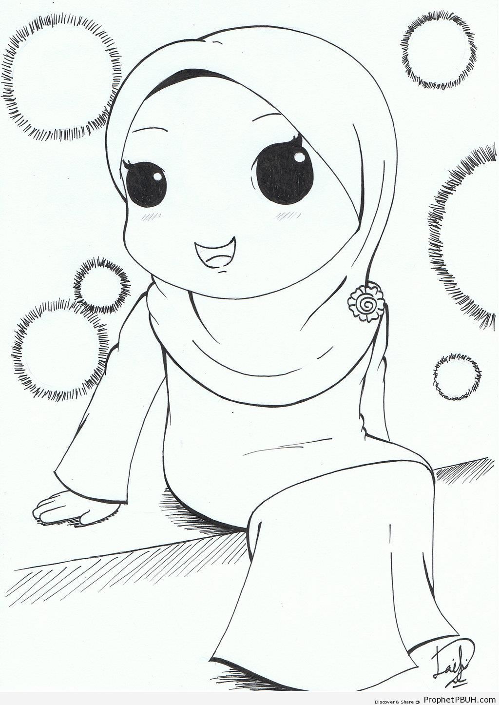Chibi Muslim Girl - Chibi Drawings (Cute Muslim Characters) -005