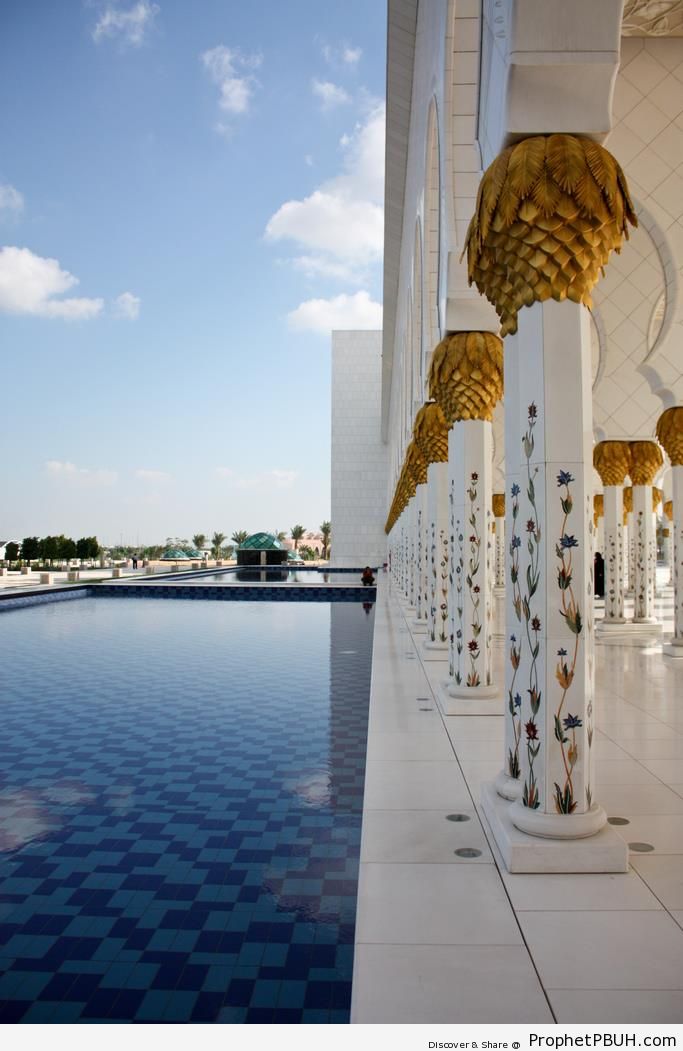 Columns and Pool, Sheikh Zayed Grand Mosque (Abu Dhabi, UAE) - Abu Dhabi, United Arab Emirates -Picture