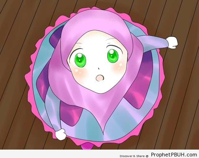 Cute Little Girl in Hijab - Drawings