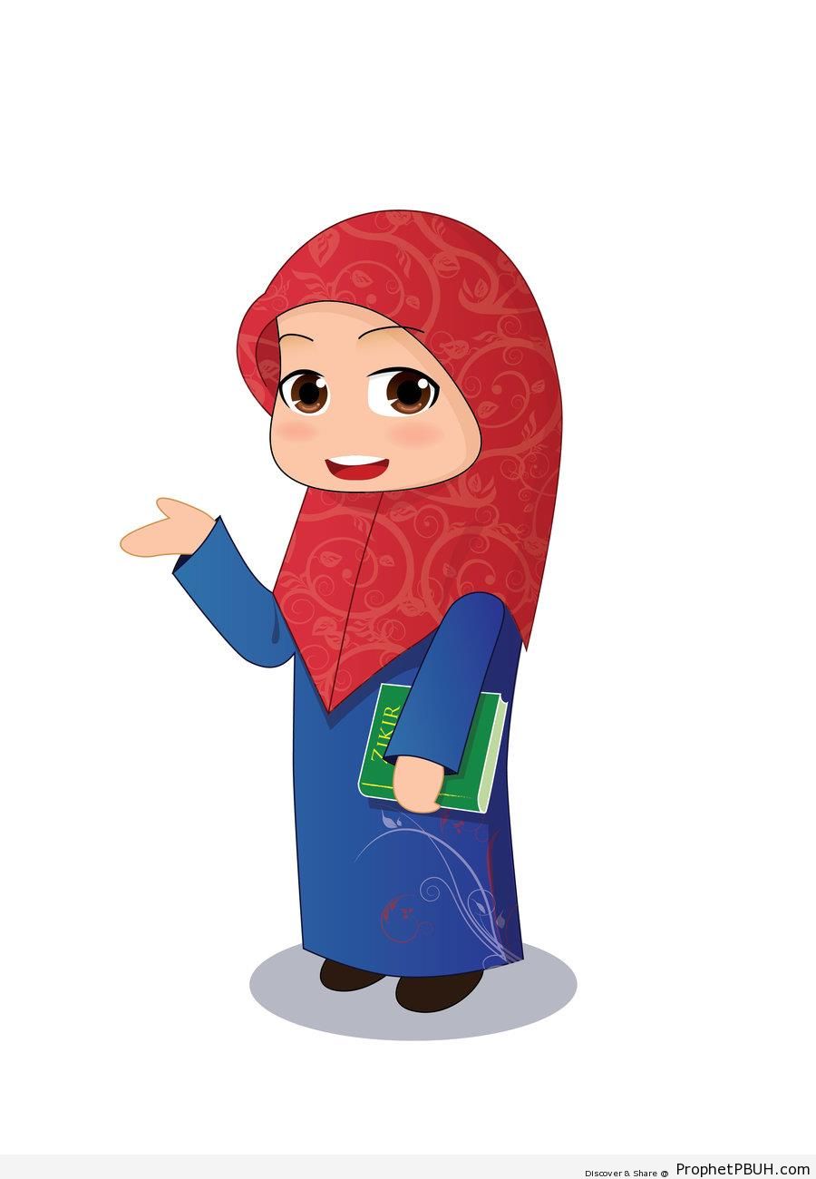 Cute Muslimah Drawing - Drawings -002
