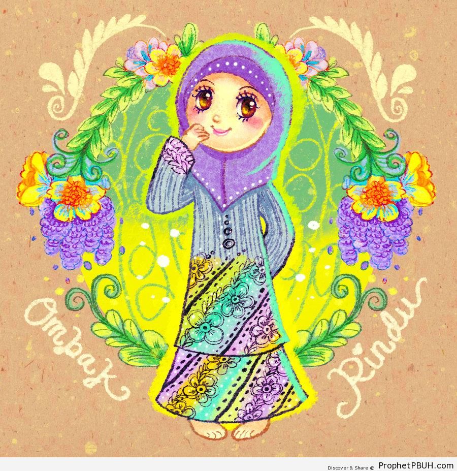 Cute Muslimah Drawing - Drawings -004