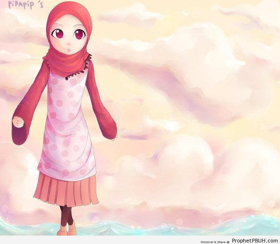 Cute Muslimah Drawing - Drawings -005