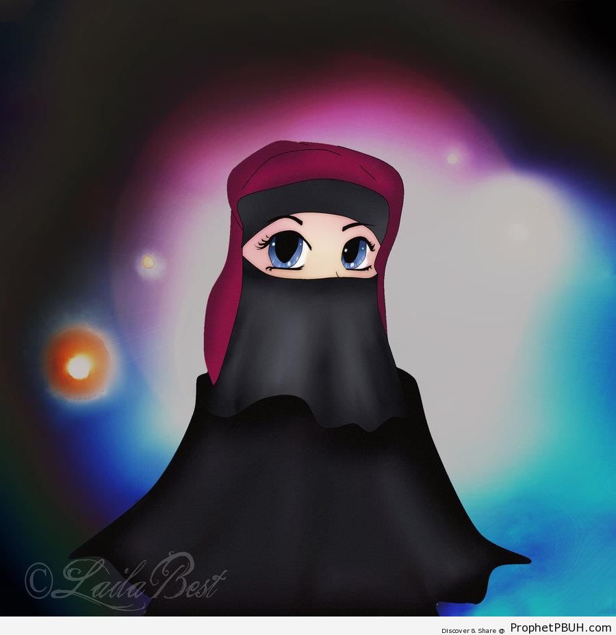 Cute Niqabi Lady Drawing - Drawings 