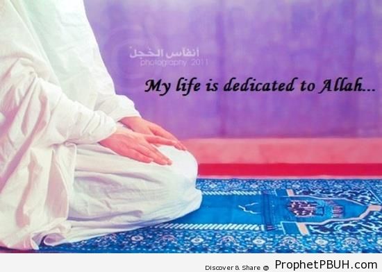 Dedicated to Allah [Poster With Praying Muslimah Photo] - -My Life is for Allah- Posters