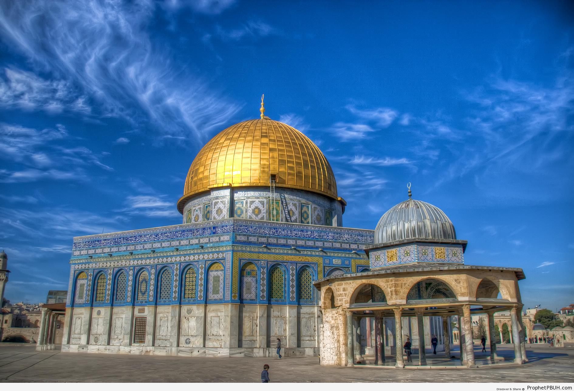 Dome of the Rock Mosque on Deep Blue Sky AlQuds (Jerusalem