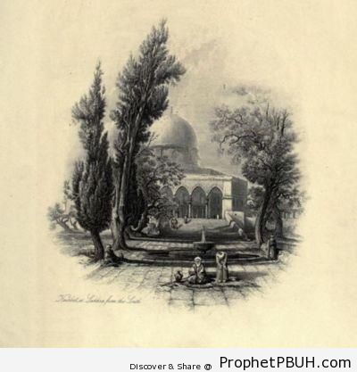 Dome of the Rock in 1875 (Drawing) - Al-Quds (Jerusalem), Palestine