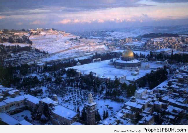 Dome of the Rock on Snowy Jerusalem Day - Al-Quds (Jerusalem), Palestine