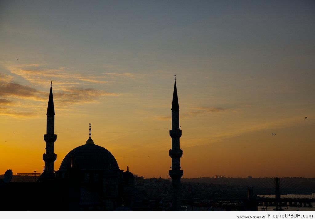Evening Mosque Silhouette - Islamic Architecture -Picture
