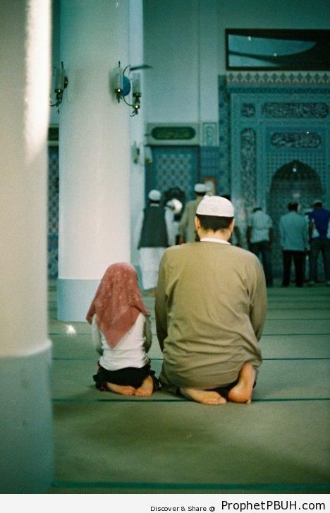 Father and Daughter at the Mosque - Islamic Architecture