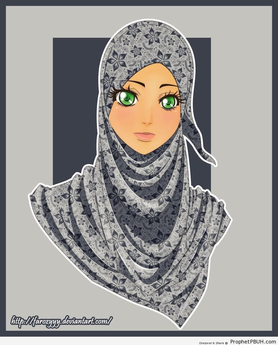 Flower Pattern Hijab - Drawings 