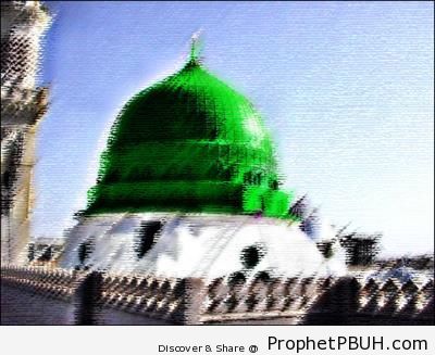 Green Dome of the Prophet-s Mosque (Madinah, Saudi Arabia) - Al-Masjid an-Nabawi (The Prophets Mosque) in Madinah, Saudi Arabia
