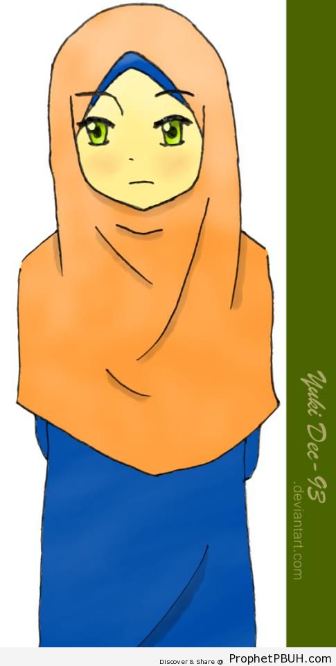 Green Eyes in Orange Hijab - Drawings