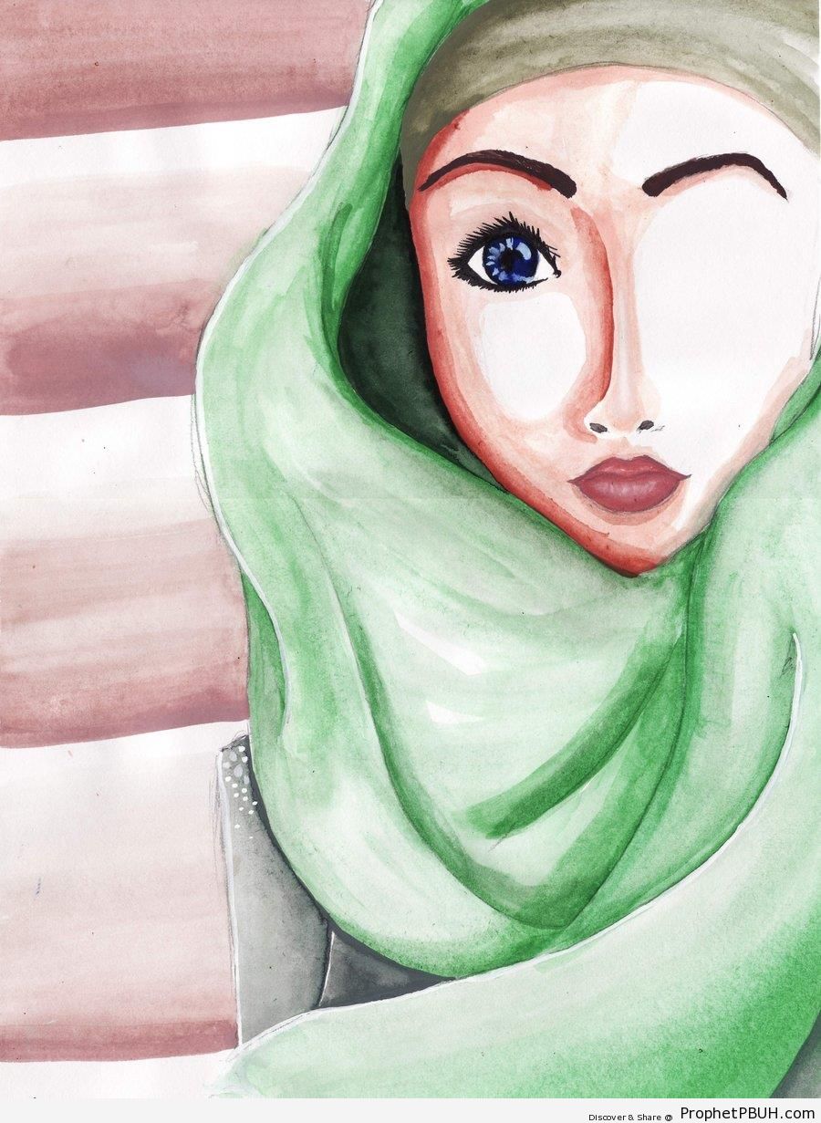 Green Hijab - Drawings 