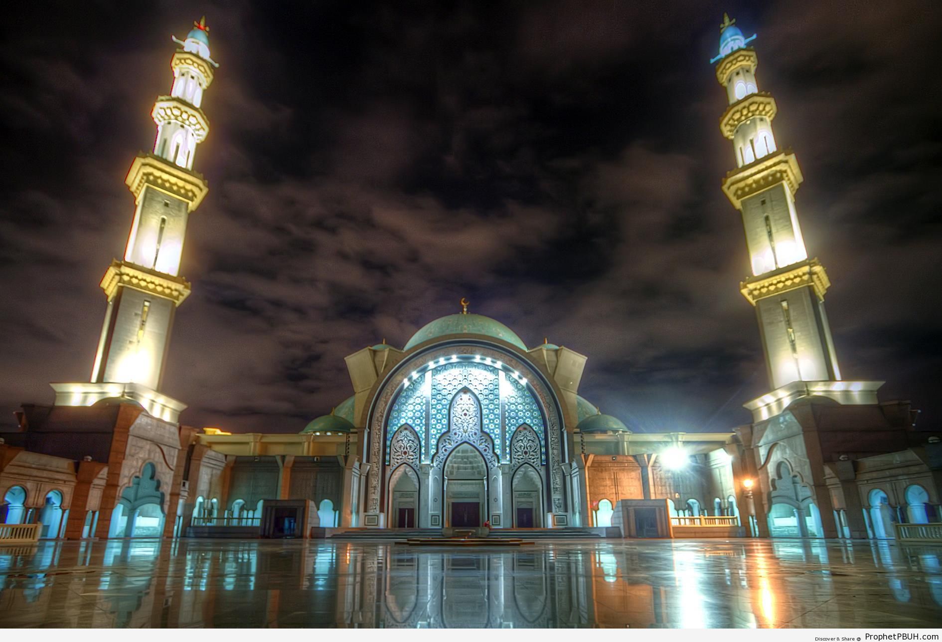 HDR Night Shot of Masjid Wilayah in Kuala Lampur, Malaysia - Islamic Architecture -Picture