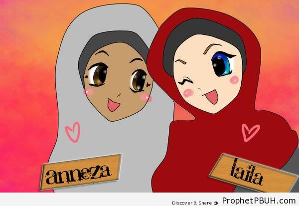 Happy Muslim Girls - Drawings