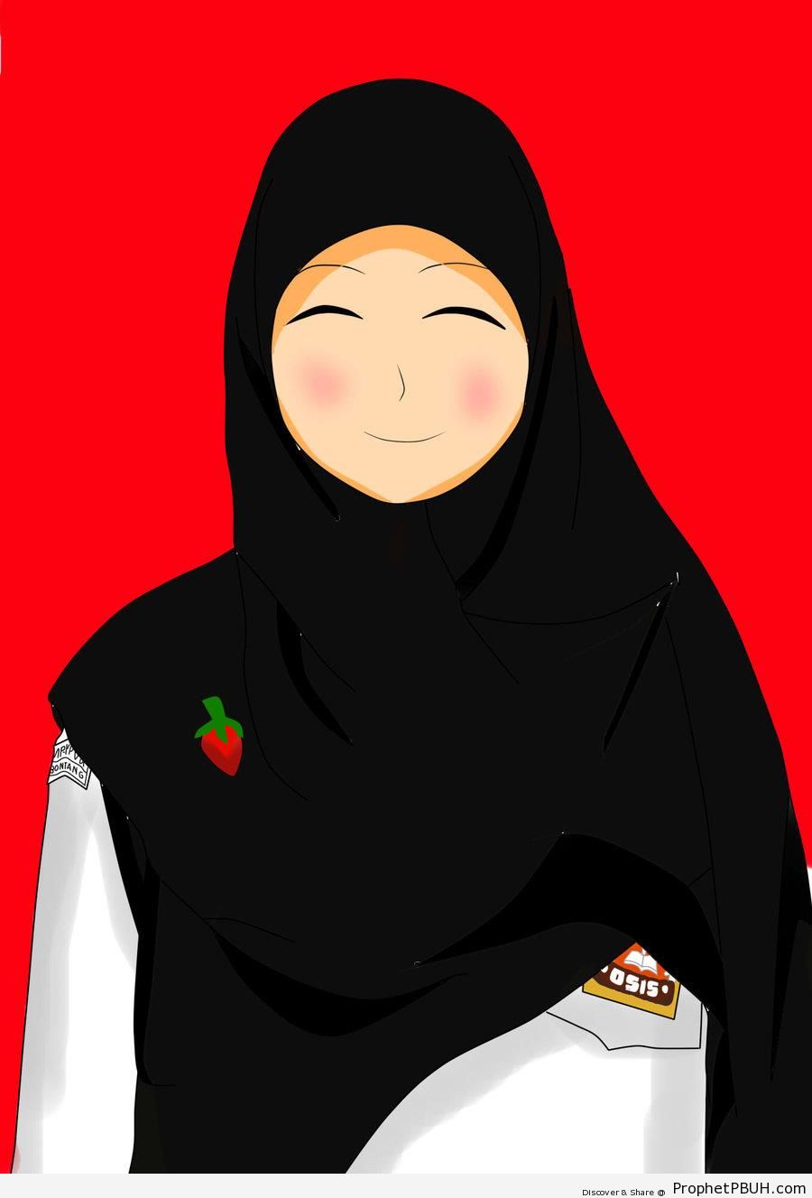 Happy Muslim Schoolgirl - Drawings 