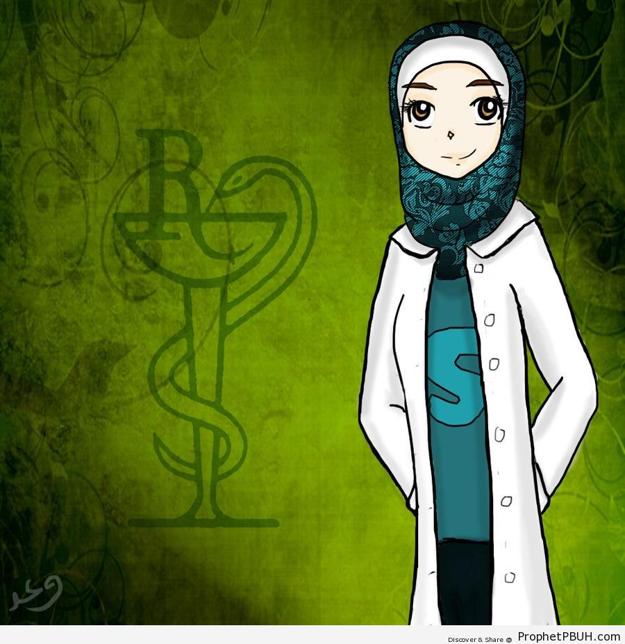 Hijabi Muslimah Pharmacist - Drawings 