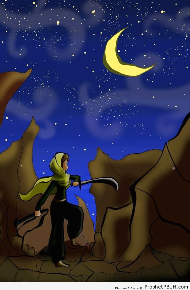 Hijabi Warrior (Drawing) - Drawings