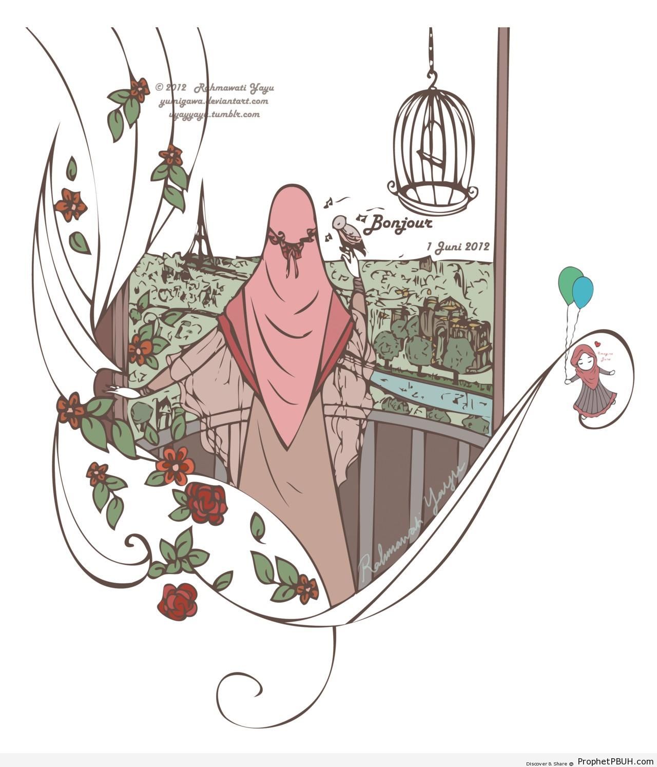 Hijabi in France - Drawings of Bird Cages 