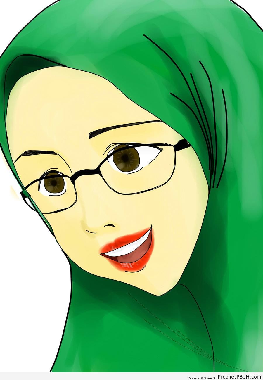 Hijabi in Glasses (Drawing) - Drawings 