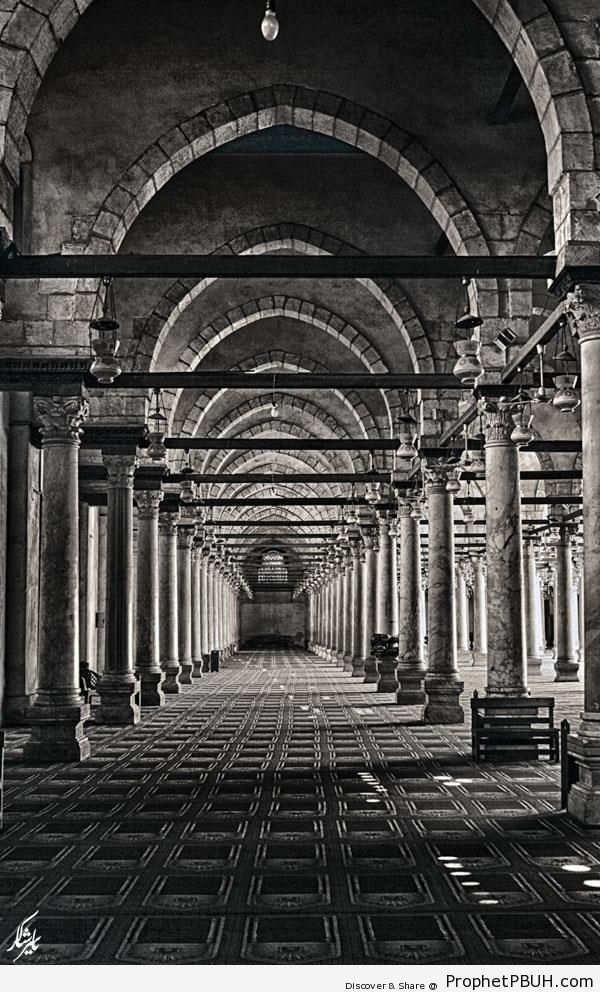 Inside Amr ibn al-As Mosque in Cairo, Egypt - Amr ibn al-As Mosque in Cairo, Egypt