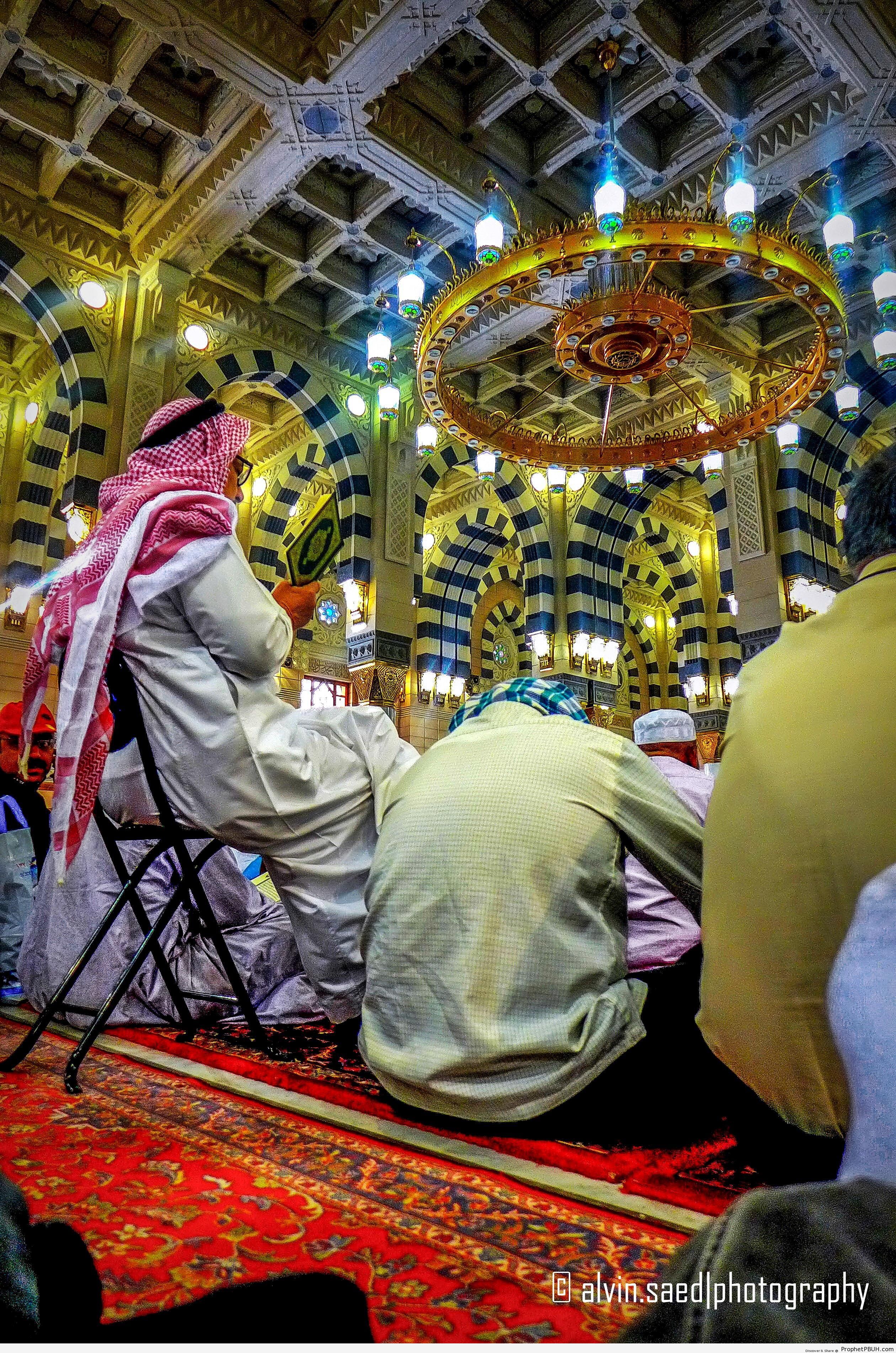 Inside al-Masjid an-Nabawi in Madinah, Saudi Arabia - Al-Masjid an-Nabawi (The Prophets Mosque) in Madinah, Saudi Arabia -Picture