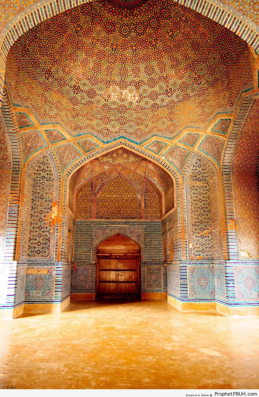Islamic Decorative Tiles at Shah Jahan Mosque in Thatta, Pakistan - Islamic Architecture -Picture