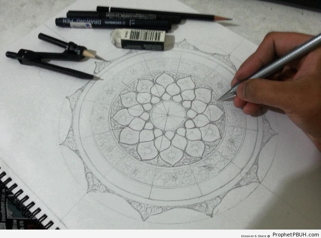 Islamic Geometric Art - Zakhrafah-Arabesque (Islamic Artistic Decoration) 