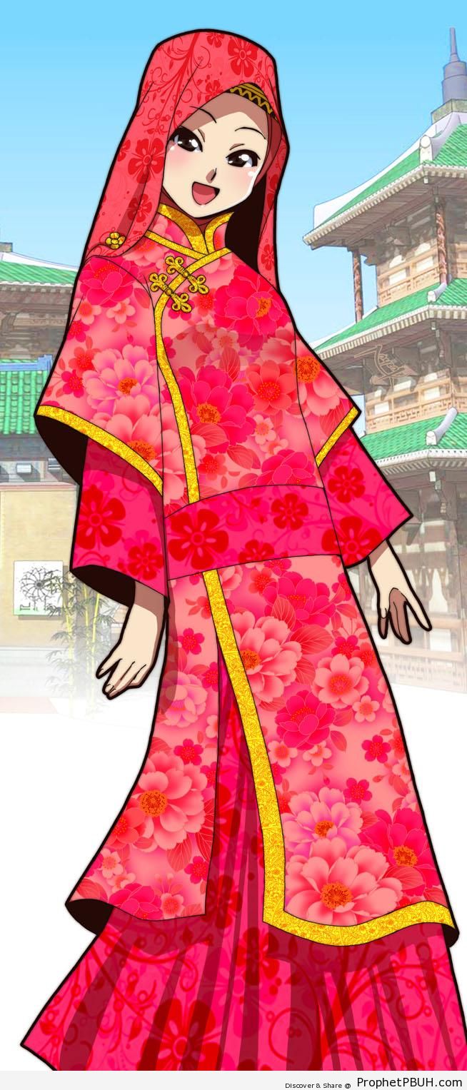 Kimono Muslim Lady - Drawings 