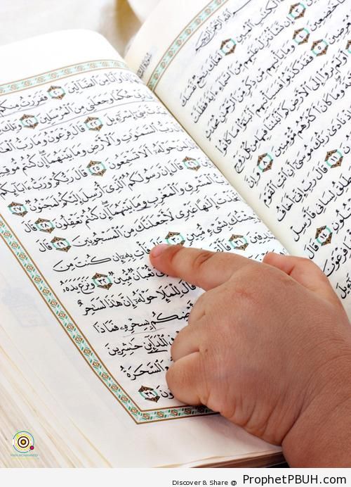Little Hand on Book of Quran - Mushaf Photos (Books of Quran)