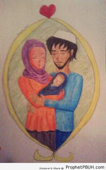 Loving Muslim Family - Drawings