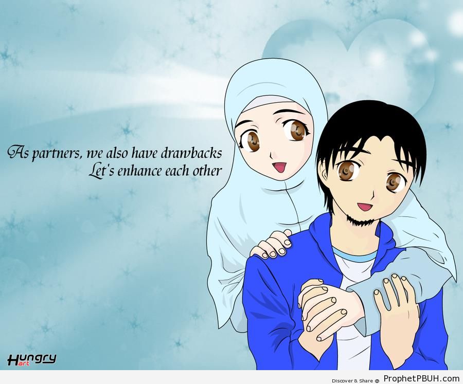 Manga Muslim Couple Drawings