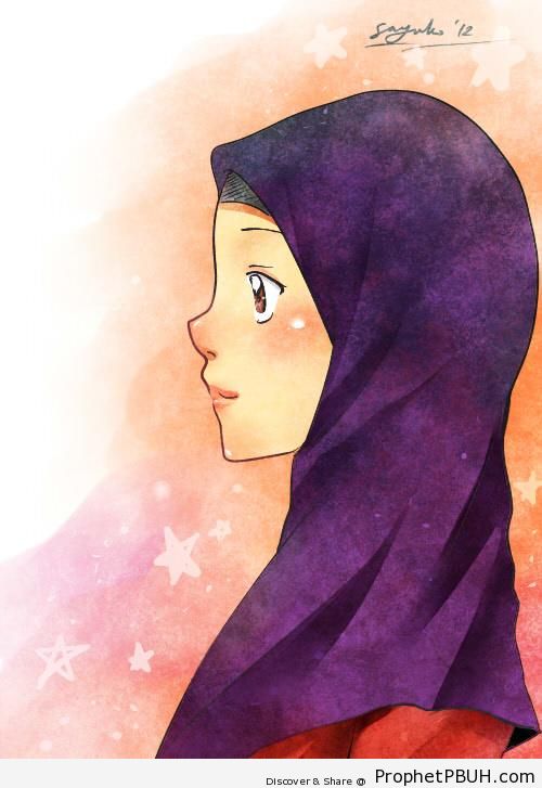 Manga Muslimah Profile Drawing - Drawings