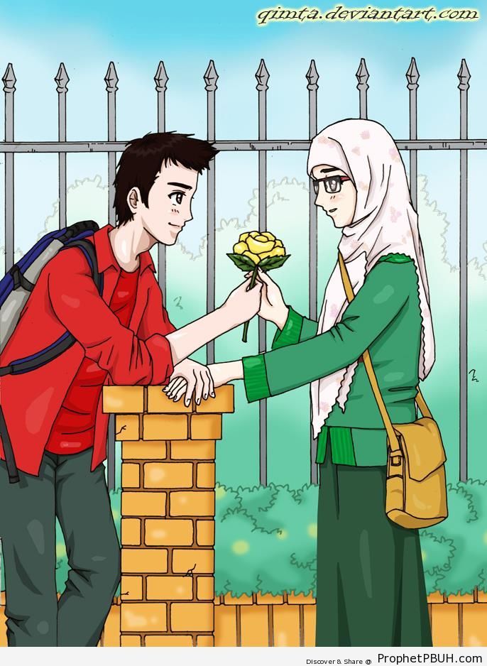 Married Muslim Students in Love - Drawings 