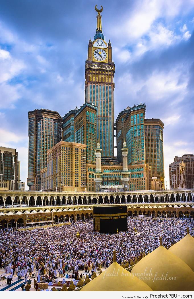 Masjid al-Haram and the Clock Tower in Saturated Colors - al-Masjid al-Haram in Makkah, Saudi Arabia -Picture