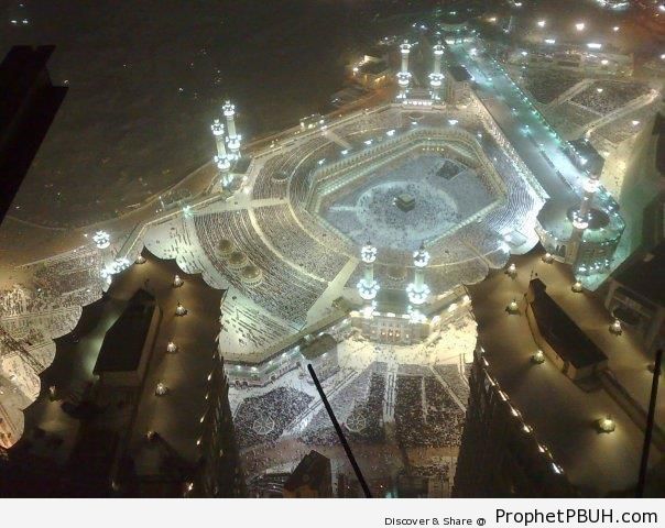 Masjid al-Haram at Night from Mecca Royal Hotel Towers - al-Masjid al-Haram in Makkah, Saudi Arabia