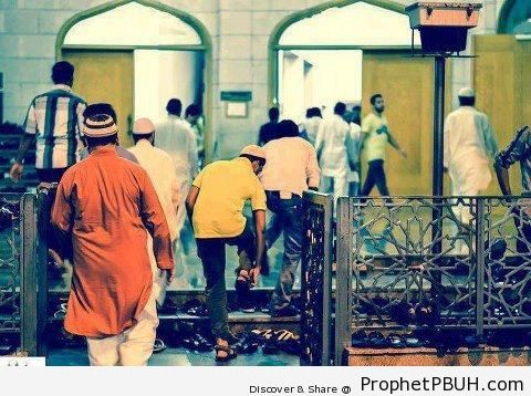 Men Entering Mosque at Prayer Time - Islamic Architecture