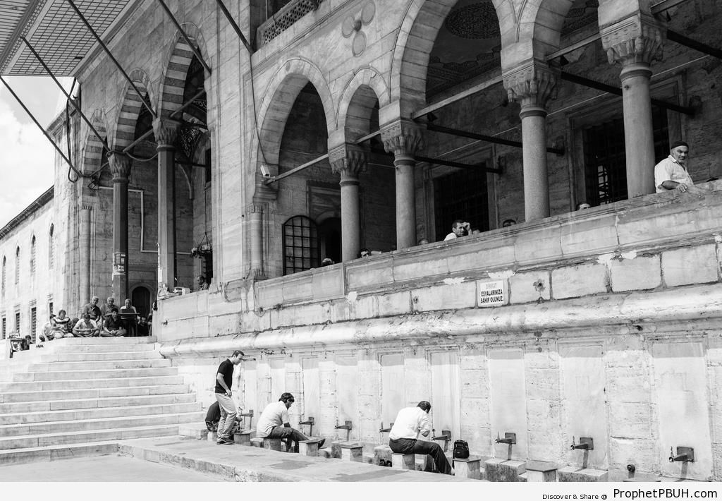 Men Making Wudu at Istanbul-s Yeni Camii (New Mosque) - Islamic Architecture -Picture