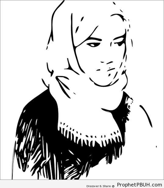 Monochromatic Hijabi Muslimah Drawing - Drawings
