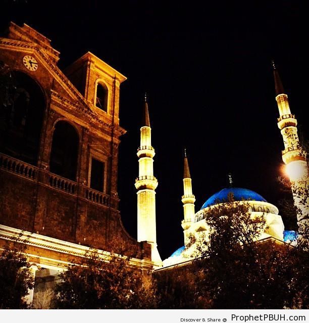 Mosque and Church Next Door From Each Other in Beirut, Lebanon - Beirut, Lebanon