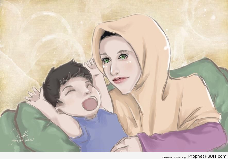 Mother and Little Boy - Drawings 