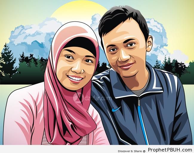 Muslim Couple Portrait - Drawings